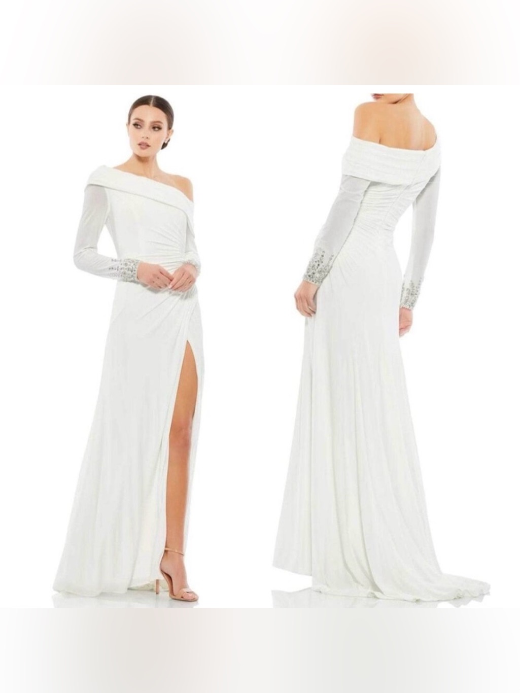 Mac Duggal Off-Shoulder White Wedding Or Evening Gown